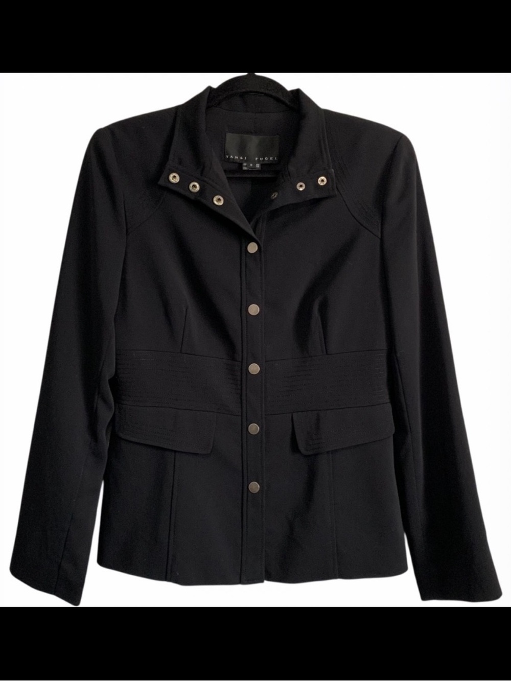 Yansi Fugel Microfiber Stretch Crepe Snap-Up Front Blazer